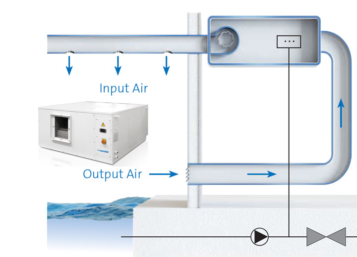 Ceiling mounted pool dehumidifier